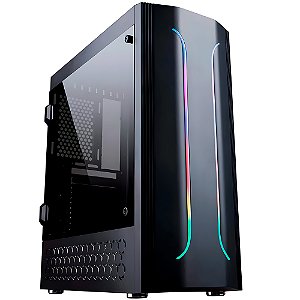 Gabinete Gamer BG-011 Bluecase, Lateral Acrílico, LED RGB, USB 3.0 Frontal, S/ Fonte, Preto, BG011GCASE