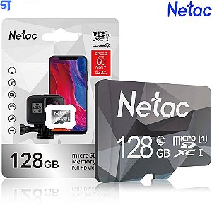 Cartão Micro SD Netac 128Gb 80Mb/s De Leitura