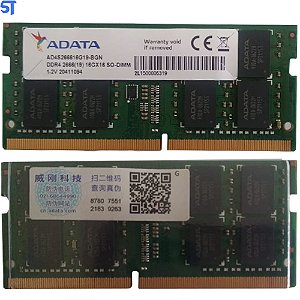 Memoria Ram Notebook Ddr4 16GB 2666MHZ Adata AD4S266616G19-BGN