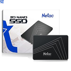 HD SSD Netac 256GB 2.5`SataIII 560Mbps de Leitura 520Mbps de Gravação - 3D Nand- Preto