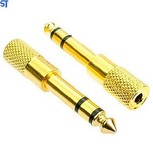 Plug Adaptador Gold P2 / P10 Stereo Para Fone De Ouvido