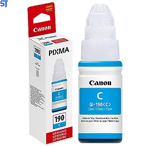 Garrafa de Tinta Canon GI 190C Ciano 7.000 Paginas para G1100 G1110 G2100 G2110 G3100 G3102 G3110 G3111 G4100 G4110