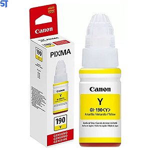 Garrafa de Tinta Canon GI 190Y Amarela 7.000 Paginas para G1100 G1110 G2100 G2110 G3100 G3102 G3110 G3111 G4100 G4110