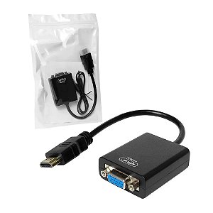 Mini Adaptador Conversor HDMI Para VGA Com Saída De Áudio Preto Knup KP-5032
