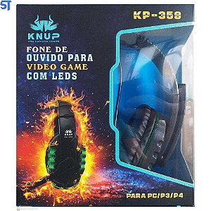 Fone De Ouvido HeadPhone Game Com Leds e Conexão Usb E Controle KP-359- Verde