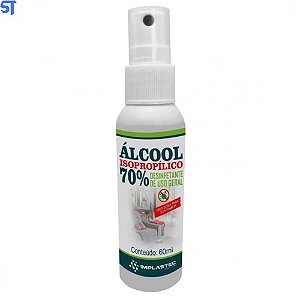 Spray Álcool Isopropílico 70% Pump 60ml Implastec Uso Geral