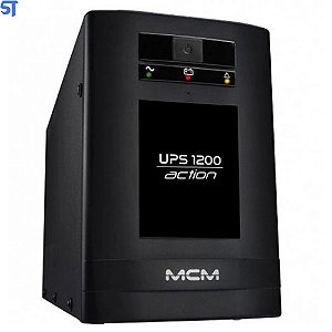Nobreak UPS 1200VA ACTION 3.1 Trivolt 115V MCM UPS0229, 6 Tomadas, Com Suporte Para Bateria Estacionária