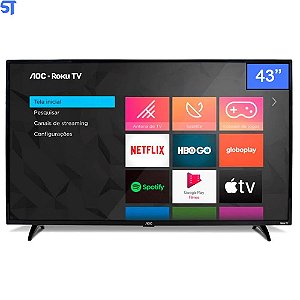 Smart TV AOC Roku TV LED Full HD 43 Polegadas S5195 com Wifi Integrado Roku Mobile Netflix Entradas HDMI e USB