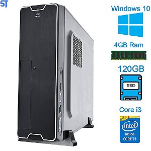 Computador Core I3- 3th,  Memória 4GB, SSD 120GB - Gabinete Slim Micro ATX Horizontal e Vertical