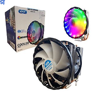 Cooler Fan Para Processador Fan Duplo 120mm  Alta Eficiência Com Led 1500 RPM Knup- Kp-Vr305