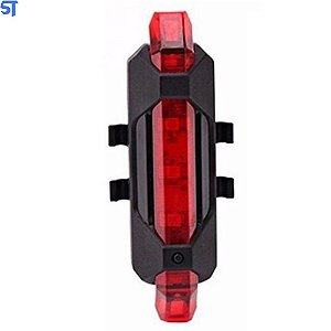 Lanterna Sinalizadora Traseira Para Bicicleta  Led Vermelho Recarregável USB- BS-216