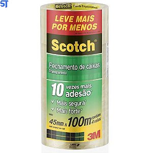 Fita de Empacotamento Scotch Hot Melt Transparente 45 mm x 100 Metros - ( Pacote com 4 Fitas)