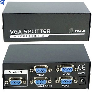 Switch VGA Splitter 4 Saídas 1 entrada VGA 150Mhz Para Monitor e Projetor- Onleny