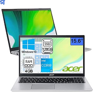 Notebook Acer A515-56-36UT Intel Core i3 1115G4 de 3.0GHz Tela Full HD 15.6" / 4GB de RAM / 128GB SSD - Prata
