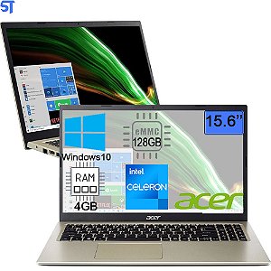 Notebook Acer A115-32-C6LV Intel Celeron N4500 de 1.1GHz Tela Full HD 15.6" / 4GB de RAM / 128GB eMMC - Safari Dourado
