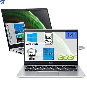 Notebook Acer Intel Core i5 11ª Gen-Ram 8GB-SSD NVMe 256GB- Aspire 5 A514-54-54LT Windows 10 Home 14' Full HD Safira Gol