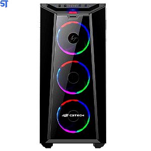 Gabinete Gamer C3 Tech S/ Fonte, Mid Tower, USB 3.0, 3 Fans RGB, Preto com Lateral em Acrílico - MT-G800BK