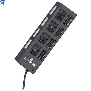 Hub Usb 2.0 Com 4 Portas Led Com Interruptor LEHMOX