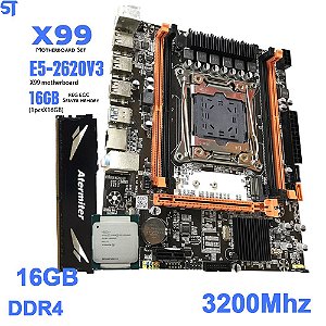 Placa Mãe X99 LGA 2011 Com Processador Intel Xeon E5 2620 Lga2011 e Memoria Ram DDR4 16GB 3200Mhz