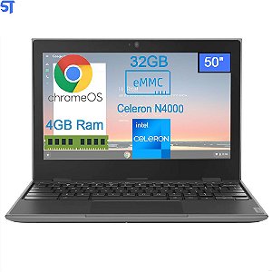 Notebook Lenovo Chromebook IdeaPad 3 11IGL05 11.6" Ram 4GB Emc 32GB -Intel Celeron N4020 - Preto (82BA0000US)