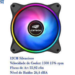 Cooler FAN F7-L250RGB 12CM Silencioso C3Tech