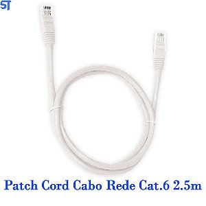 Patch Cord Cabo Rede Cat.6 2.5m Pc-Eth6u25wh