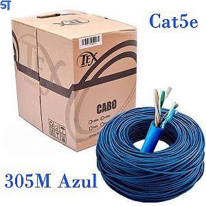 Caixa de Cabo de Rede Tex Cat5e Utp 4p 305M Azul