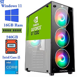 Computador Gamer Core i5 -10400F- Memória Ram 16GB-HD SSD 240GB- Placa de Vídeo 2GB GT1030- WINDOWS 11