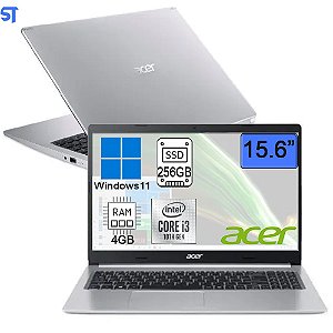 Notebook Acer Core i3-10110U 4GB DDR4 256GB SSD Tela Full HD 15.6” Windows 11 Aspire 5 A515-54-33EN