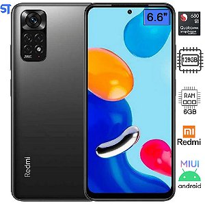 Smartphone Xiaomi Redmi Note 11 -128GB / 6GB RAM / Dual Sim / Tela 6.6" / Câmeras 50MP + 8MP e 16MP - Preto