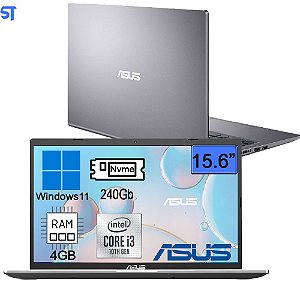 Notebook Asus X515 VivoBook Intel Core i3-1005G1 4Gb Ram 240Gb Nvme Tela 15.6" Intel® UHD Graphics - Cinza - Sem Fonte