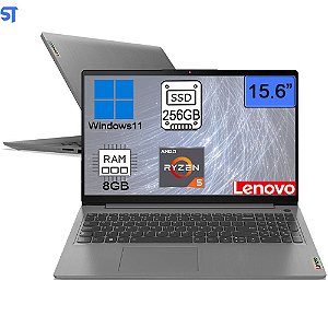 Notebook Lenovo AMD Ryzen 5-5500U - 8GB Ram -256GB SSD- Tela Full HD 15.6” Windows 11 Ideapad 3 82MF0003BR