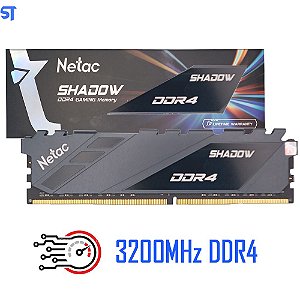 Memória Ram Gamer Desktop 16GB DDR4 3200MHz Netac Shadow- Cinza