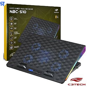 Suporte Base Para Notebook Gamer Led RGB Até 17,3 Gamer C3Tech NBC-510BK