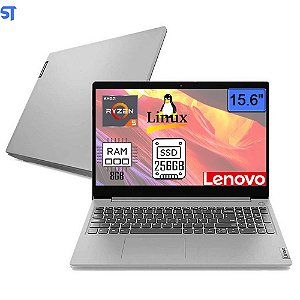 Notebook Lenovo IdeaPad 3-15ALC Ryzen 5-5500U -8GB RAM- 256GB SSD- 15.6" Linux Prata-82MFS00100