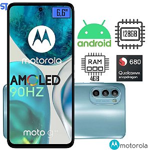 Smartphone Motorola Moto G52, 128GB, Azul, 4G, Tela 6,6" AMOLED 90Hz, Câmera Tripla 50MP, Selfie 16MP, Android