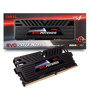 Memória Ram Desktop DDR4 Geil Evo Potenza, 8GB, 3200MHz, Black, GAPB48GB3200C16BSC