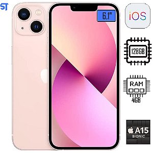 iPhone 13 Apple (128GB) Rosa, Tela 6,1", 5G e Câmera Dupla 12mp MLPH3BR/A A2633