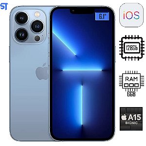 iPhone 13 Pro Apple (128GB) Azul-Sierra, Tela de 6,1", 5G e Câmera Tripla de 12MP MLVD3BZ/A A2638 -21547