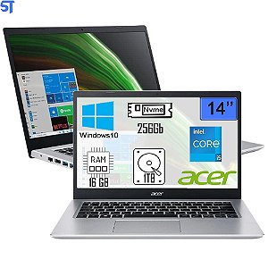 Notebook Acer Intel Core i5 11ª Gen-Ram 16GB-SSD NVMe 256GB + HD 1TB- Aspire 5 A514-54-54LT Windows 10 Home 14' Full HD