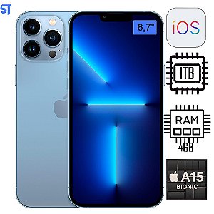 iPhone 13 Pro Max Apple (1TB) Azul Sierra, Tela de 6,7”, 5G e Câmera Pro de 12 MP