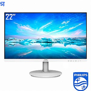 Monitor Philips 22", Full HD, Suporte Vesa, 75Hz Adaptive Sync VGA HDMI 221V8L, Branco