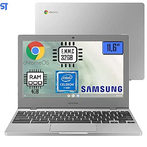 Chromebook Samsung Intel Celeron N4020, 4GB RAM, 32GB e.MMC, 11,6" HD Antirreflexo Chrome - XE310XBA-KT3BR