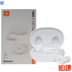 Fone de Ouvido Sem Fio JBL In Ear True Wireless Free II TWS, Bluetooth 5.0, Fast Pair, à Prova de Respingos, Branco