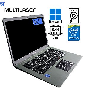 Notebook Multilaser Legacy PC131 - 2GB RAM - HD SSD 32GB - 14.1" - Windows 10 Pro - Semi Novo
