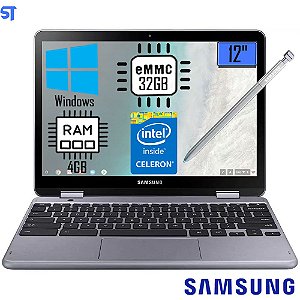 Notebook Samsung Chromebook Plus 12” FHD Touch Com Caneta Intel 1.5Ghz 4GB 32GB SSD OS -XE521QAB Prata
