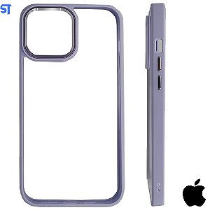Capa Transparente Para iPhone 12 Com Frame de Metal Anti Impacto Ótimo Acabamento - Roxa