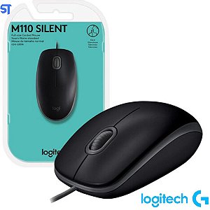 Mouse USB Logitech M110 Clique Silencioso, Design Ambidestro e Facilidade Plug and Play, Preto