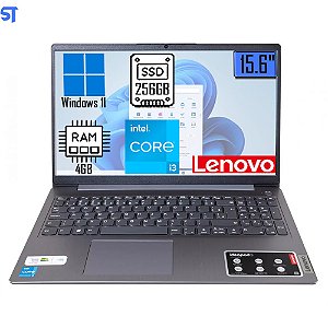Notebook Lenovo IdeaPad 3i Core i3-1115G4 4GB-SSD 256GB  Intel UHD Graphics Windows 11 15.6", Cinza, 82MD000ABR
