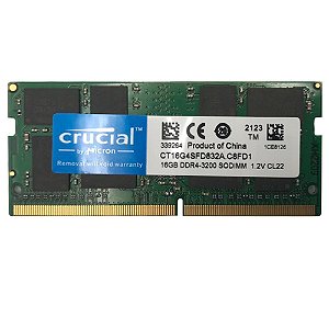 Memória Ram Notebook 16GB DDR4 3200Mhz Crucial